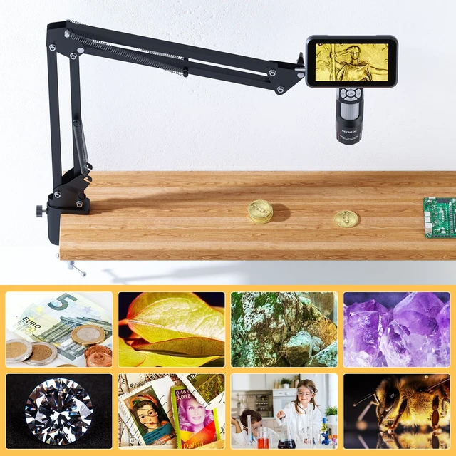 Alt view image 6 of 7 - Andonstar AD115-Arm 5 inch LCD Digital Microscope with Flex Boom Arm Stand for Adults and Kids, Electronics Soldering Microscope for PCB Solder, Handheld Coin Magnifier with LED Lights