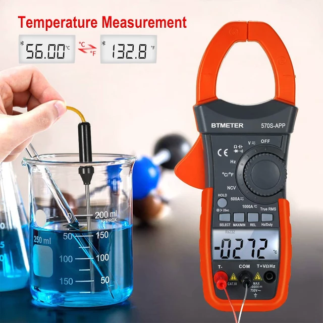 Alt view image 5 of 7 - BTMETER Digital Clamp Multimeter BT-570S-APP, 6000 Counts TRMS Clamp-on Ammeter Auto Ranging Voltage Tester Measure AC DC Volt Amp Ohm NCV Temperature Capacitance
