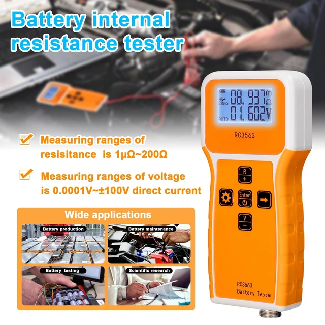 Alt view image 3 of 7 - Mulcort Battery Tester, 200 100V Portable Battery Internal Resistance Voltage Tester 3-Digit Display Battery Tester High-Precise True Four-Wire AC Lithium Lead-Acid Lithium Battery Detector
