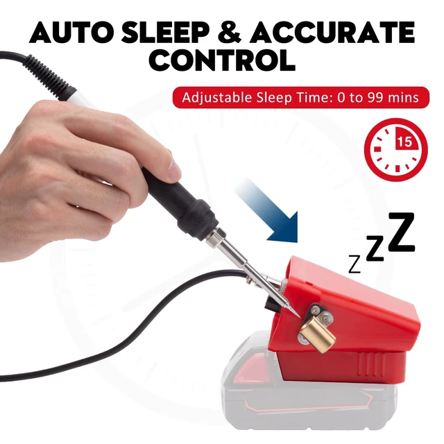 Alt view image 4 of 7 - Cordless Soldering Iron Station for Milwaukee M18 18V Battery(Tool Only) | Fast Heating,Precise Heat Control(392°F-896),OLED Display,Auto Sleep,/ Conversion,Portable Soldering Iron for DIY/Repair