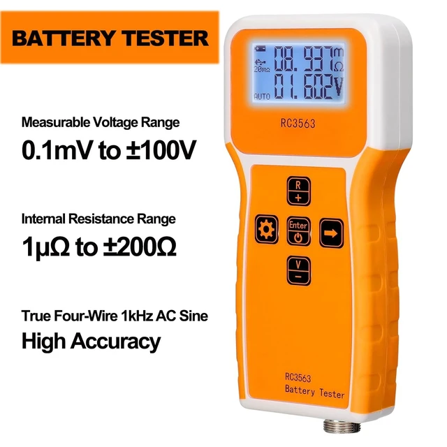 Alt view image 2 of 7 - Battery Tester, Battery Internal Resistance Voltage Tester, 200 100V Portable Car Battery Tester for High Accuracy True 4-Wire AC Sine Lithium Lead-Acid Battery Voltage Detector (RC3563)