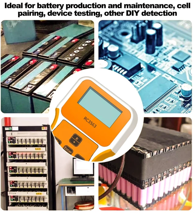 Alt view image 3 of 7 - Battery Tester, Battery Internal Resistance Voltage Tester, 200 100V Portable Car Battery Tester for High Accuracy True 4-Wire AC Sine Lithium Lead-Acid Battery Voltage Detector (RC3563)