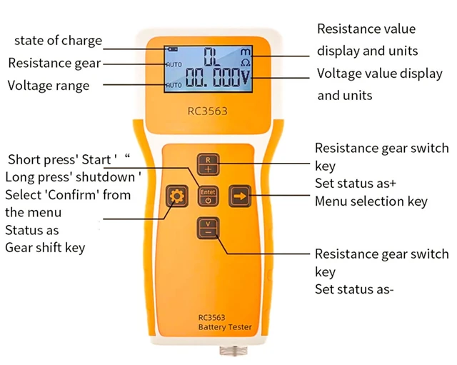 Alt view image 5 of 7 - Battery Tester, Battery Internal Resistance Voltage Tester, 200 100V Portable Car Battery Tester for High Accuracy True 4-Wire AC Sine Lithium Lead-Acid Battery Voltage Detector (RC3563)
