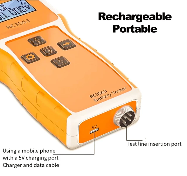 Alt view image 6 of 7 - Battery Tester, Battery Internal Resistance Voltage Tester, 200 100V Portable Car Battery Tester for High Accuracy True 4-Wire AC Sine Lithium Lead-Acid Battery Voltage Detector (RC3563)
