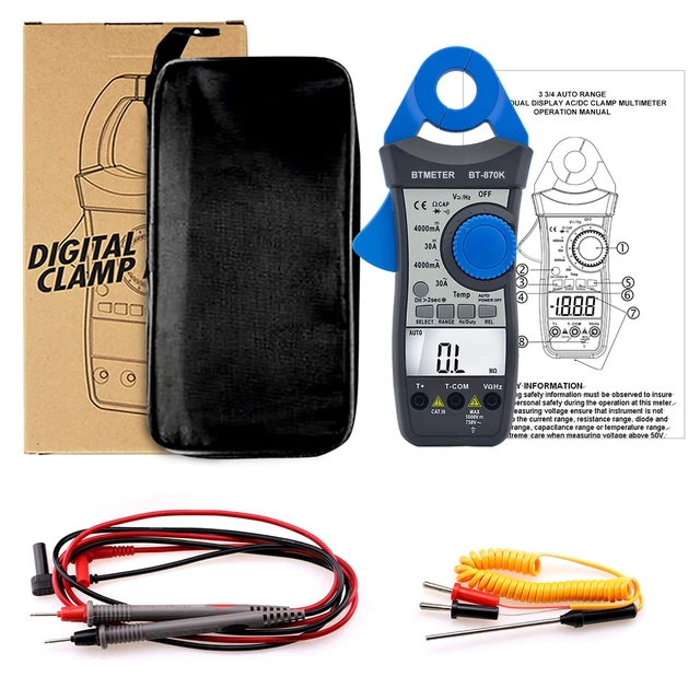 Alt view image 7 of 7 - BTMETER Clamp Multimeter BT-870K, DC AC Digital Voltage Current Meter, Auto Electric DMM Tester Avometer for Volt Amp Ohm Hz Temp Diode Continuity