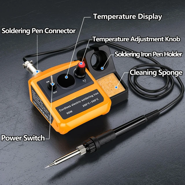 Alt view image 2 of 7 - GRVODFRTA Cordless Soldering Iron Station Compatible with Dewalt 20V | 90W Digital Display Soldering Station with Solder Tips Kit, Wire, 200-500 Adjustable for electronics repair