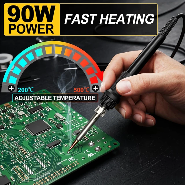 Alt view image 3 of 7 - GRVODFRTA Cordless Soldering Iron Station Compatible with Dewalt 20V | 90W Digital Display Soldering Station with Solder Tips Kit, Wire, 200-500 Adjustable for electronics repair