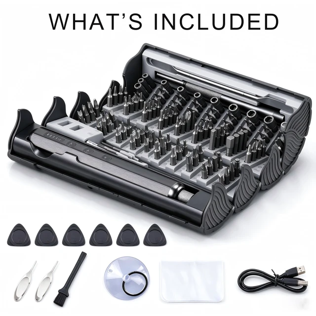 Alt view image 2 of 7 - 138-in-1 Precision Electric Screwdriver Set,Magnetic Electronics Repair Kit | 138-in-1120 Magnetic Bits5-Level TorqueDual LED LightsUSB-C RechargeableElectronics Repair