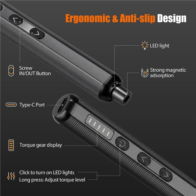 Alt view image 6 of 7 - 138-in-1 Precision Electric Screwdriver Set,Magnetic Electronics Repair Kit | 138-in-1120 Magnetic Bits5-Level TorqueDual LED LightsUSB-C RechargeableElectronics Repair