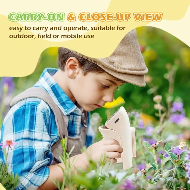 Alt view image 4 of 7 - Handheld Digital Microscope for Kids, 1000X, 2.1'' HD LCD Screen | STEM learning toy for ages 8-12; 6 LED lights, slides, 32GB card, photo/video capture, and a gift for boys and girls.