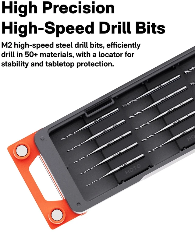 Alt view image 6 of 7 - HOTO SNAPBLOQ D-A03 Cordless Electric Mini Drill w/ 20-Piece M2 Drill Bits | 3-Speed 6001,200 RPM, Coreless Brushless Motor, LED Light, Precision Hand Drill for Jewelry, PCB & DIY Crafts, USB-C