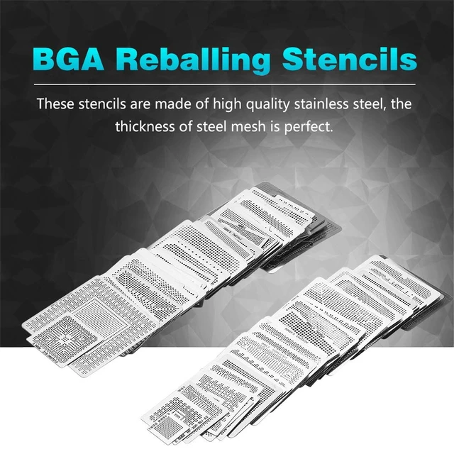 Alt view image 2 of 7 - Digital, Universal BGA Reballing, 130 Pieces BGA Reballing Stencils Reballing Rework Net Stencils Steel Stencil Grid Direct Heat Set Kit Electric Soldering Accessories