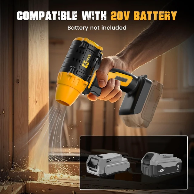 Alt view image 4 of 7 - ohyes Air Duster Fit for DeWALT 20v Max Battery | 380W Brushless High-Speed Motor 100,000RPM Battery Variable Speed Turbo Jet Fan for Jobsite Workshop(Battery not Included)