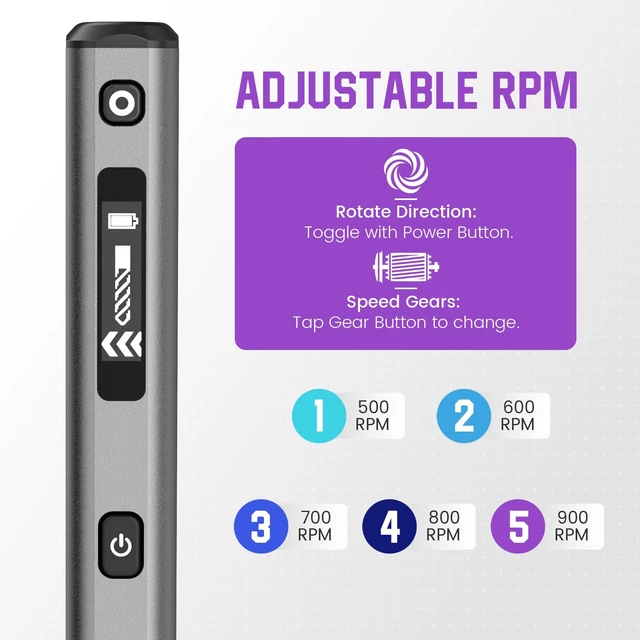Alt view image 3 of 6 - AM ARROWMAX 5-Speed Mini Electric Drill Pen with Benchtop Press, 10 Small Bits with Aluminium Box, LED Lights, OLED Display, Resin Drill Set For Jewelry Making, Plastic, Wood