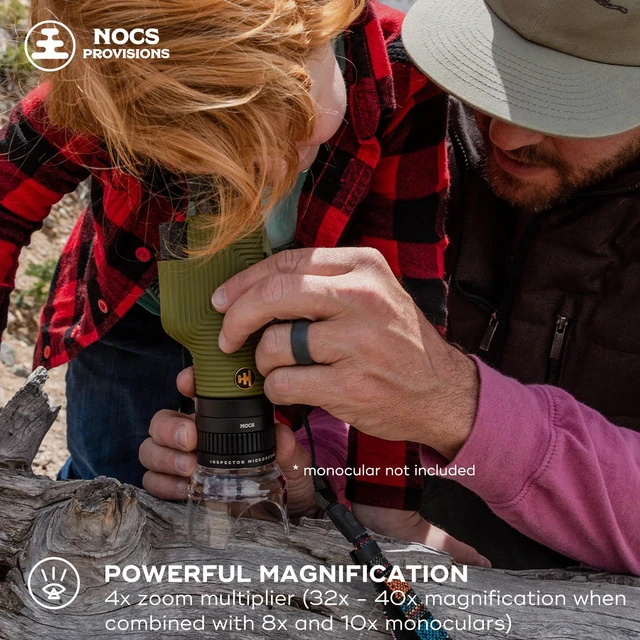 Alt view image 5 of 6 - Nocs Provisions Inspector Microscope 32x Zoom, Waterproof, 32-50mm Optics | 4X Multiplier Lens, 32x Power Zoom, Accessory Attachment, Fully Multi-Coated Lens for Magnified Views of Insects & Flora
