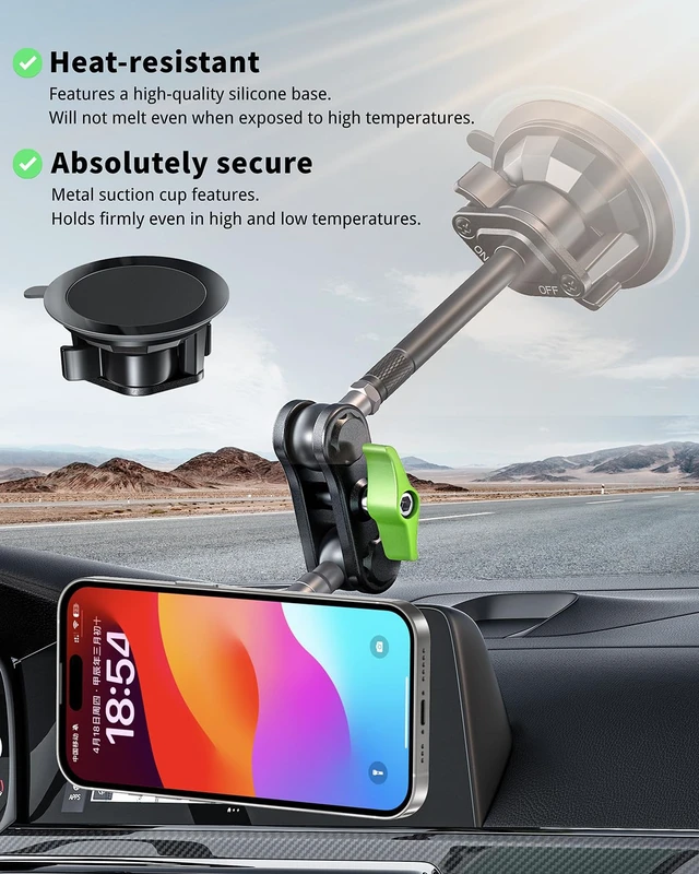 Alt view image 4 of 7 - Tmengdao Magnetic Car Phone Holder, Ultra Stable Windshield Phone Mount, Strong Suction Cup & Powerful Magnetic, 360° Rotatable, Durable Premium Aluminum Alloy, for All Vehicles & All Smartphones
