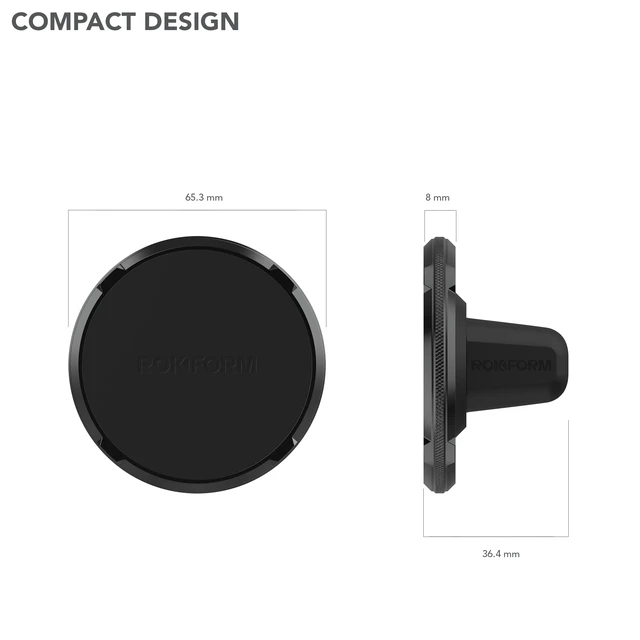 Alt view image 7 of 7 - Rokform Dual Magnet Vent Phone Mount, Super Grip Clip (Black) | Compatible with Mag Safe Cases, Magnetic, Aluminum & Silicone, Fits Most Air Vent Slats