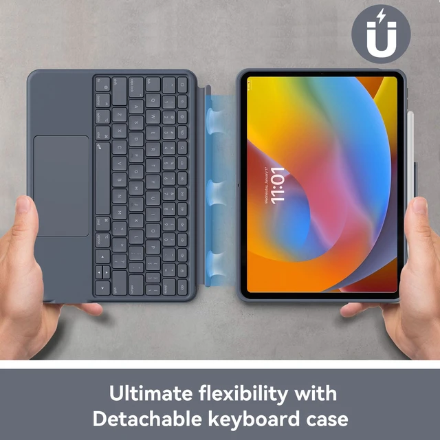 Alt view image 3 of 7 - Case with Keyboard for iPad Pro 12.9-inch (6th, 5th, 4th Gen), iPad Air 13(M3 2025 / M2 2024): Bluetooth Wireless Detachable Magnetic Stand Rechargeable Keyboard with Removable Cover/ Trackpad(Grey)