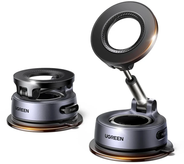 Main image of UGREEN Upgraded MagSafe Car Mount, Strongest Magnet Power, 30*N52 Magnets | Foldable Car Phone Holder, 35-55mm Telescopic Arm, 360° Rotatable, Dual-Chamber Press Vacuum Suction Cup for iphone 18 17 16