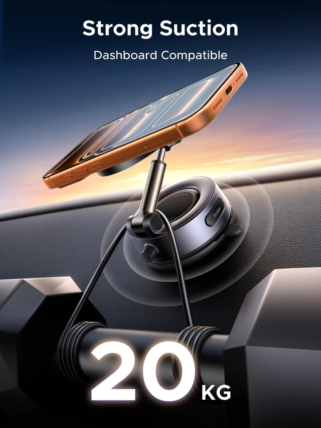 Alt view image 5 of 7 - UGREEN Upgraded MagSafe Car Mount, Strongest Magnet Power, 30*N52 Magnets | Foldable Car Phone Holder, 35-55mm Telescopic Arm, 360° Rotatable, Dual-Chamber Press Vacuum Suction Cup for iphone 18 17 16