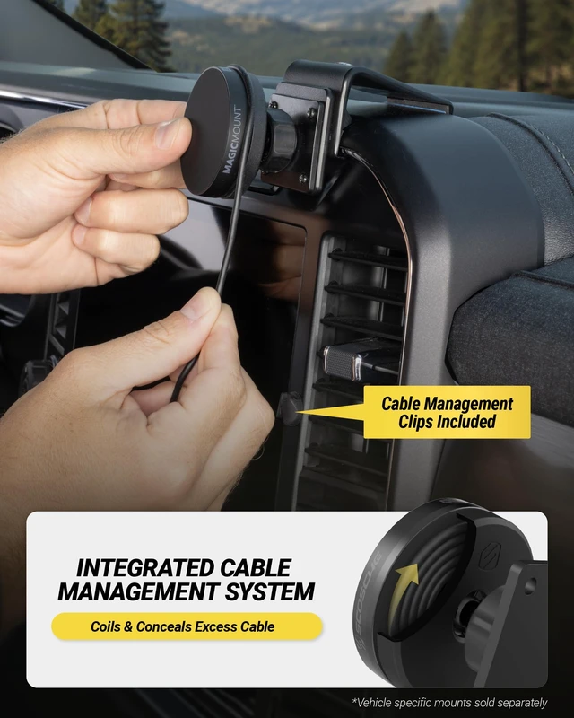Alt view image 5 of 7 - Scosche MagicMount Elite Qi2 Wireless MagSafe Car Mount Charger, 25W Magnetic Cell Phone Holder for Car with AMPS Mounting Plate and 3M Adhesive Dashboard Adapter Compatible with iPhone, Samsung