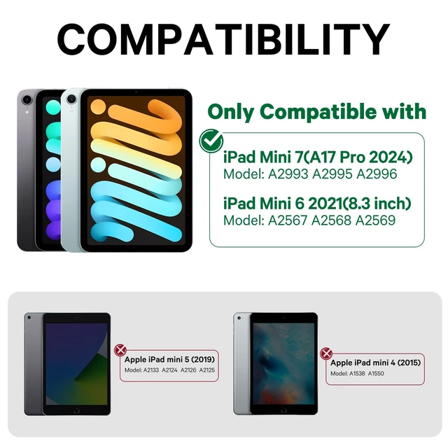 Alt view image 2 of 7 - GreenLaw 360° Rotating Keyboard Case for iPad mini 7 (A17 Pro) & Mini 6 | 7-Color Backlit Keyboard, Multi-Touch Touchpad, USB-C Rechargeable, Black