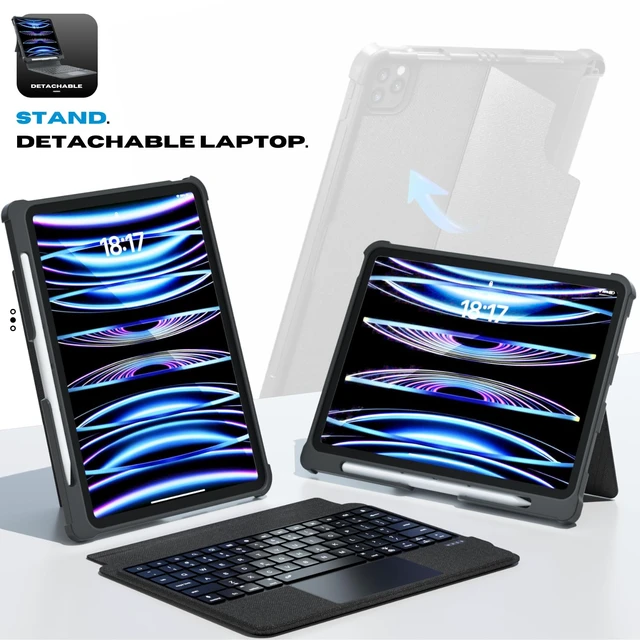 Alt view image 5 of 7 - iPad Pro 12.9 Case with Keyboard: for (6th-3rd), iPad Air 13 Inch M4/M3/M2 | Full Protection Wireless Keyboard, Backlit Keys, Pencil Holder, Magnetic Detachable iPad Pro 12.9 Keyboard 6th 5th 4th 3rd