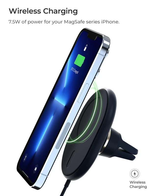 Alt view image 4 of 7 - iOttie Velox Magnetic Wireless Charging Air Vent Car Phone Mount. Compatible with MagSafe iPhones including iPhone 12/13/14/15/16/17 Series (Car Charger Included)