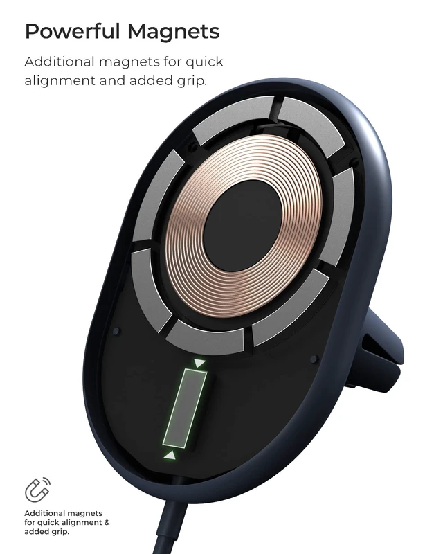 Alt view image 5 of 7 - iOttie Velox Magnetic Wireless Charging Air Vent Car Phone Mount. Compatible with MagSafe iPhones including iPhone 12/13/14/15/16/17 Series (Car Charger Included)