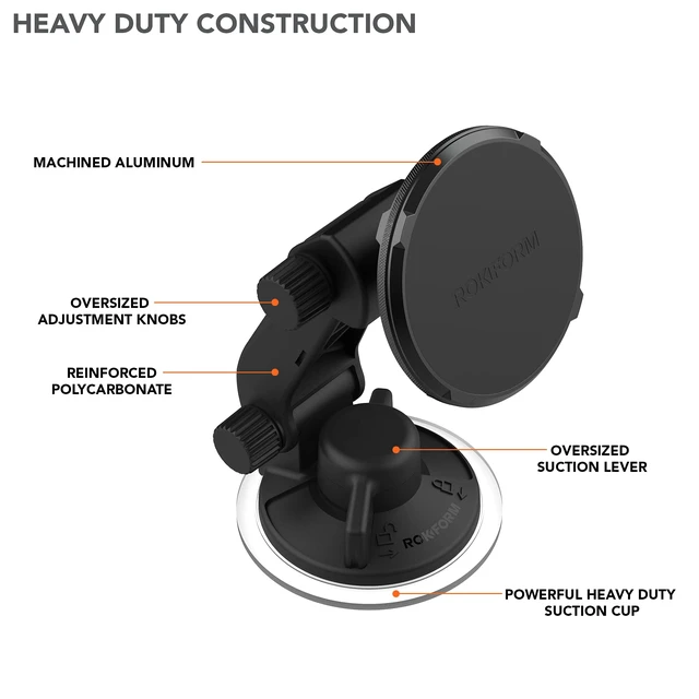 Alt view image 5 of 7 - ROKFORM - Adjustable Magnetic Windshield Phone Holder, Compatible with MagSafe Phone Cases and Cases, Strong Suction Cup, 210° Tilt, 360° Rotation