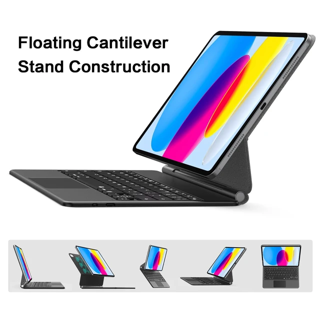 Alt view image 5 of 7 - Magic Keyboard Case for iPad 11th (A16, 2025)/10th Generation 2022, Magnetic Stand with Multi-Touch Trackpad, iPad 10.9-inch 10th Gen /11th Gen Keyboard Case, Floating Cantilever Stand,Backlit,Black