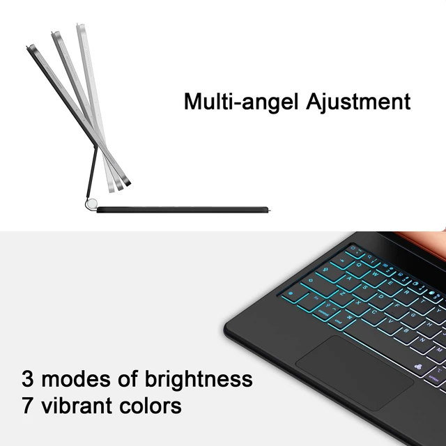 Alt view image 6 of 7 - Magic Keyboard Case for iPad 11th (A16, 2025)/10th Generation 2022, Magnetic Stand with Multi-Touch Trackpad, iPad 10.9-inch 10th Gen /11th Gen Keyboard Case, Floating Cantilever Stand,Backlit,Black