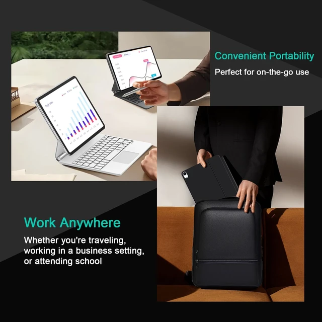 Alt view image 7 of 7 - Magic Keyboard Case for iPad 11th (A16, 2025)/10th Generation 2022, Magnetic Stand with Multi-Touch Trackpad, iPad 10.9-inch 10th Gen /11th Gen Keyboard Case, Floating Cantilever Stand,Backlit,Black