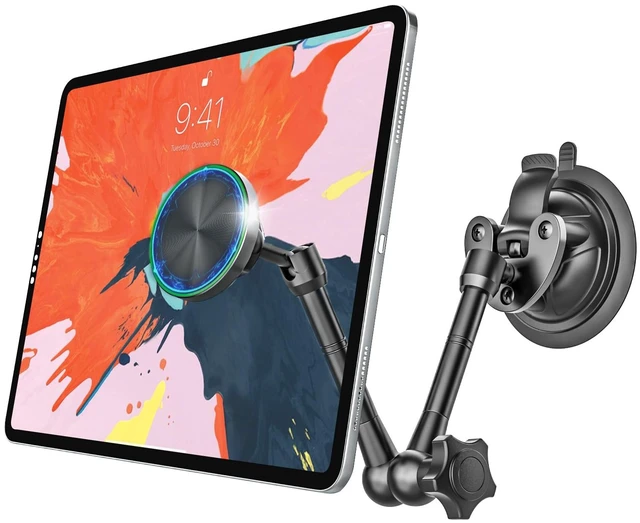 Main image of Kolasels Magnetic Car Tablet Holder with Strong Suction Cup, Anti-Shake Windshield & Dashboard Tablet Mount for Car Truck SUV, Metal Arm iPad Dash Mount for 4-11" iPad Pro Air Mini, Galaxy Tab, iPhone