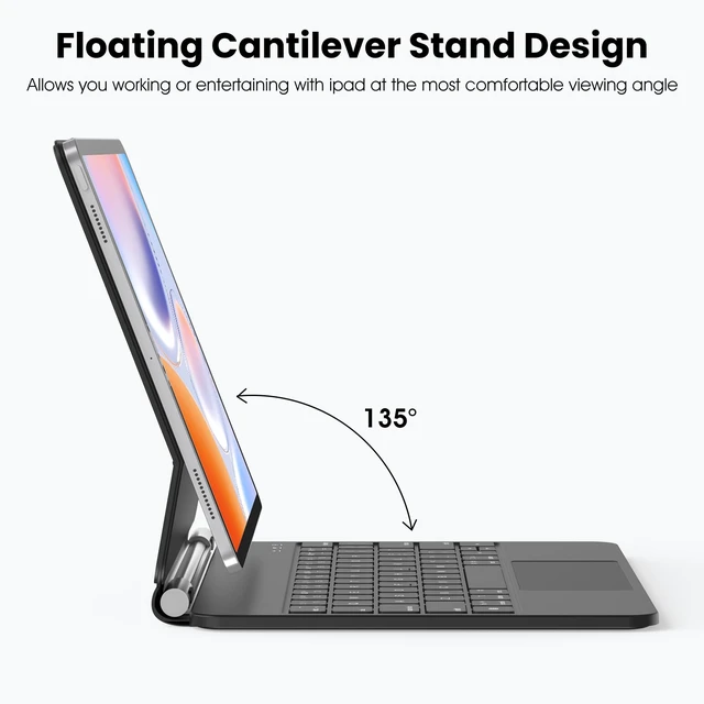 Alt view image 3 of 6 - MBODMI Keyboard Case for iPad 11th (A16,2025) & 10th Generation (2022) | Magnetic Case for iPad 10.9 inch 10th / 11 inch 11th Gen. Magic keyboard Backlits, Floating Cantilever Stand
