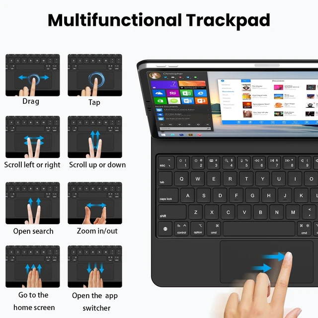 Alt view image 4 of 6 - MBODMI Keyboard Case for iPad 11th (A16,2025) & 10th Generation (2022) | Magnetic Case for iPad 10.9 inch 10th / 11 inch 11th Gen. Magic keyboard Backlits, Floating Cantilever Stand