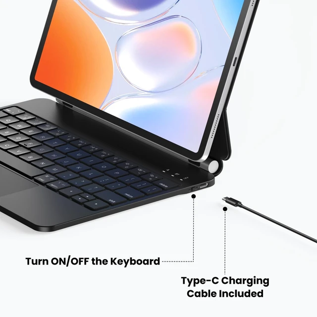 Alt view image 6 of 6 - MBODMI Keyboard Case for iPad 11th (A16,2025) & 10th Generation (2022) | Magnetic Case for iPad 10.9 inch 10th / 11 inch 11th Gen. Magic keyboard Backlits, Floating Cantilever Stand