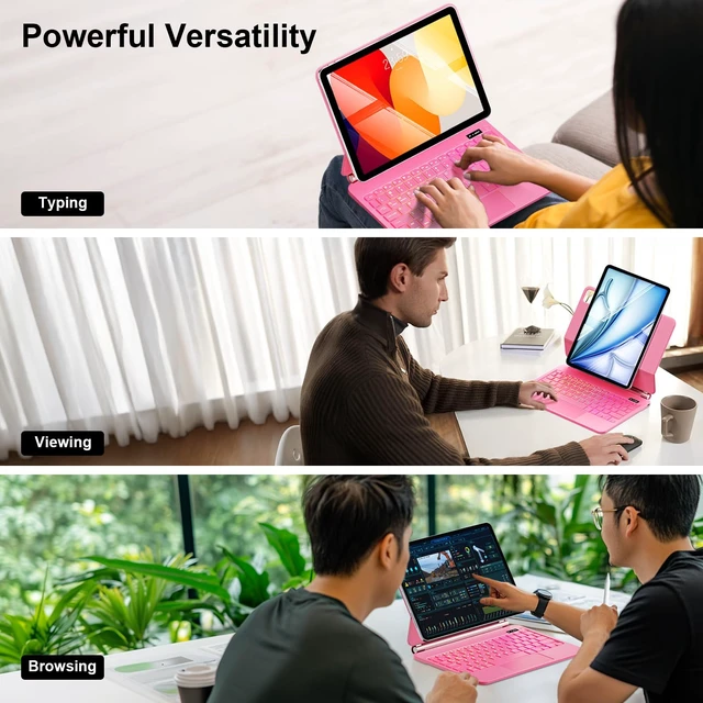 Alt view image 7 of 7 - Touch Magic Keyboard Case for iPad Air 11"/ Pro 11 Inch,Floating Cantilever | Precision Multi-Touch Trackpad, Quick-Set Magnetic Stand, Backlight for iPad Air 11 Inch M4/M3/M2, Pro 11 4th/3rd/2nd/1st