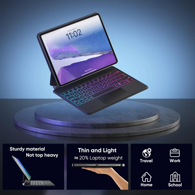 Alt view image 4 of 6 - doqo Magic Keyboard Case for iPad Air 11 & iPad Pro 11 with Trackpad | Floating Magnetic Design, Laptop-Style Typing, Precision Trackpad, Backlit Keyboard for iPad Pro 11 Gen 1-4,iPad Air 11,4,5th