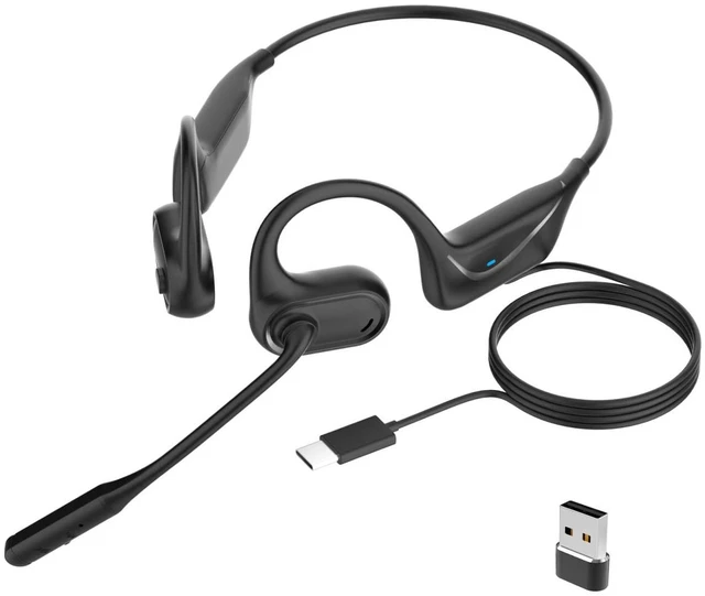 Main image of MONODEAL USB Headset with Microphone for PC Laptop, Open Ear Headphones | Computer Headset with Noise Canceling Boom Mic, Wired Headset for Call Center, MS Teams, Gaming and More