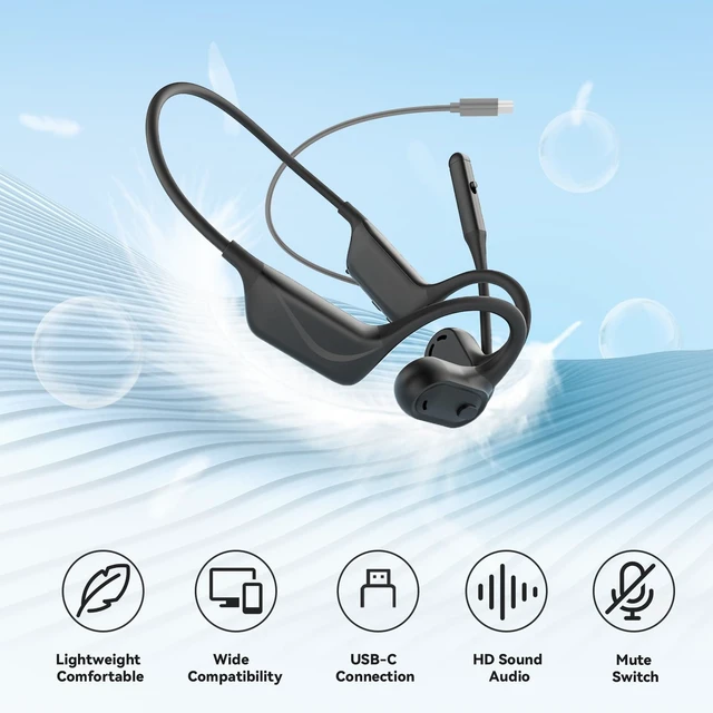 Alt view image 5 of 7 - MONODEAL USB Headset with Microphone for PC Laptop, Open Ear Headphones | Computer Headset with Noise Canceling Boom Mic, Wired Headset for Call Center, MS Teams, Gaming and More