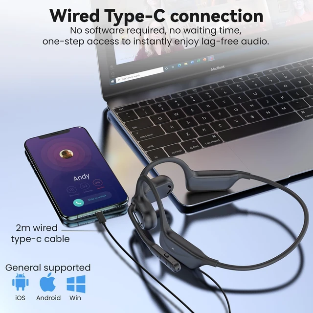 Alt view image 6 of 7 - MONODEAL USB Headset with Microphone for PC Laptop, Open Ear Headphones | Computer Headset with Noise Canceling Boom Mic, Wired Headset for Call Center, MS Teams, Gaming and More