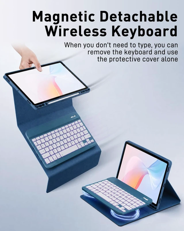 Alt view image 6 of 7 - Case Keyboard for iPad 9th / 8th / 7th Generation & Air 3rd Gen & Pro 10.5 | 10.2-10.5 Inch Cover for 9th/8th/7th Gen, Air 3rd/ Pro 10.5", 7 color Backlit, Built in Pencil Holder with Mouse Blue