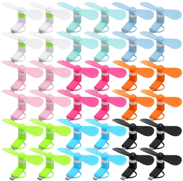 Main image of Aurelema 36 Pcs Mini Phone Fan Compatible with Type C, 9 Colors | Mini Cooling Portable Fan Bulk for Summer, USB C Plug Play Instant Airflow, Smartphone Tablet Travel Office