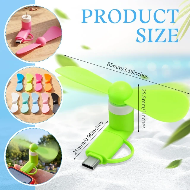 Alt view image 2 of 7 - Aurelema 36 Pcs Mini Phone Fan Compatible with Type C, 9 Colors | Mini Cooling Portable Fan Bulk for Summer, USB C Plug Play Instant Airflow, Smartphone Tablet Travel Office