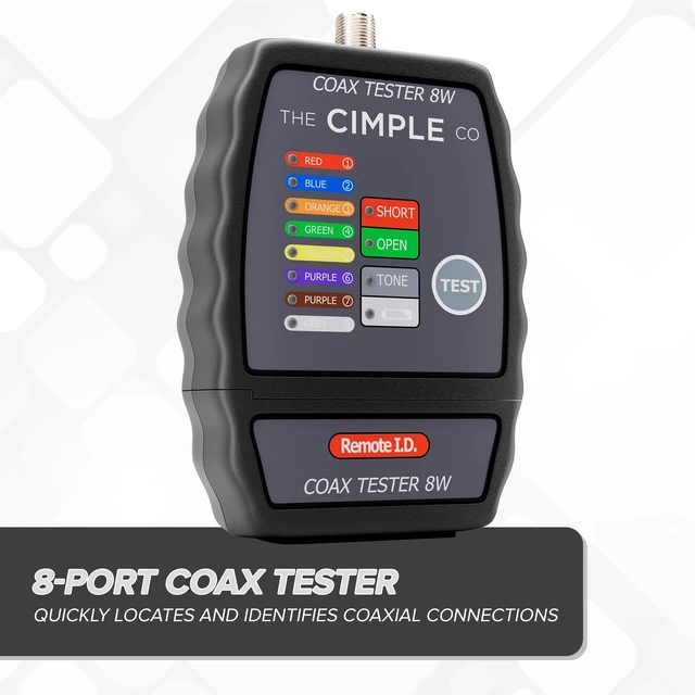 Alt view image 2 of 7 - THE CIMPLE CO Coax Cable Tester, Tracer, and Toner - 8-Port Coaxial Cable Mapper and Locator with Color-Coded Remotes - Wire Tracer and Continuity Tester for Up to 8 Locations - 8 Ports, Black