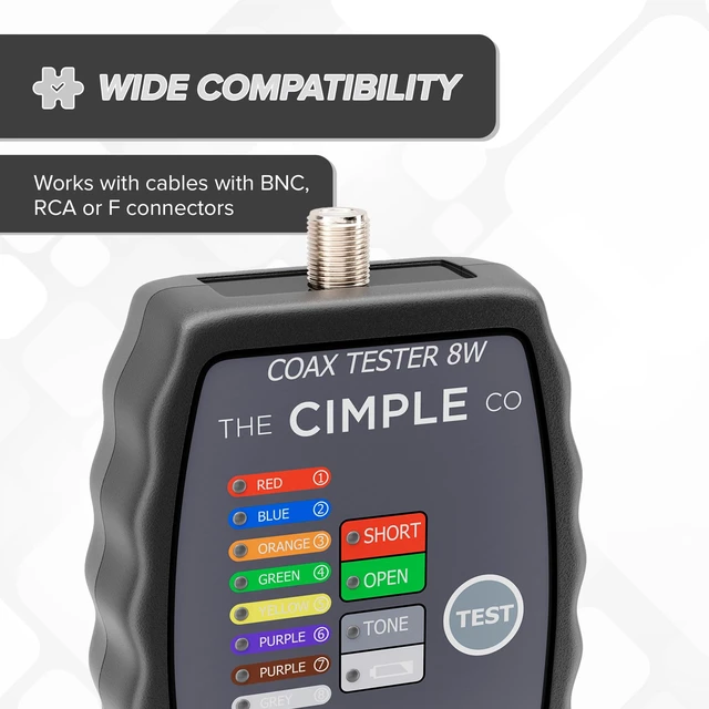 Alt view image 3 of 7 - THE CIMPLE CO Coax Cable Tester, Tracer, and Toner - 8-Port Coaxial Cable Mapper and Locator with Color-Coded Remotes - Wire Tracer and Continuity Tester for Up to 8 Locations - 8 Ports, Black