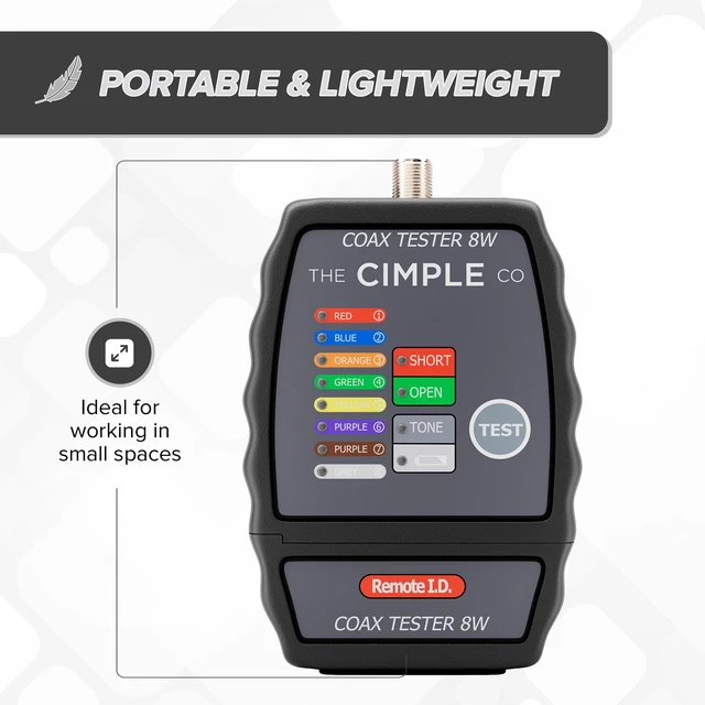 Alt view image 5 of 7 - THE CIMPLE CO Coax Cable Tester, Tracer, and Toner - 8-Port Coaxial Cable Mapper and Locator with Color-Coded Remotes - Wire Tracer and Continuity Tester for Up to 8 Locations - 8 Ports, Black