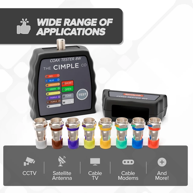 Alt view image 6 of 7 - THE CIMPLE CO Coax Cable Tester, Tracer, and Toner - 8-Port Coaxial Cable Mapper and Locator with Color-Coded Remotes - Wire Tracer and Continuity Tester for Up to 8 Locations - 8 Ports, Black