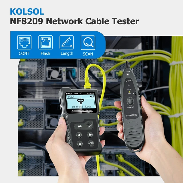 Alt view image 2 of 7 - KOLSOL Network Cable Tester, Ethernet Wire Tracer and PoE Tester | 200 m TDR Length and Fault Location, CAT5/CAT6 Wire Map, Hub Blink, Adjustable Sensitivity, NCV and Work Light
